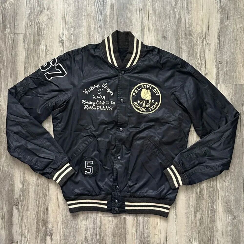 Polo Ralph Lauren Reversible Bomber Jacket Chain Stitched New York Boxing Club M - Picture 1 of 9